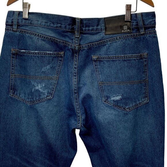 CJ Black Buckle Slim Jeans Mens 38/32 Destroyed Distressed High Rise Medium Wash - Picture 11 of 12